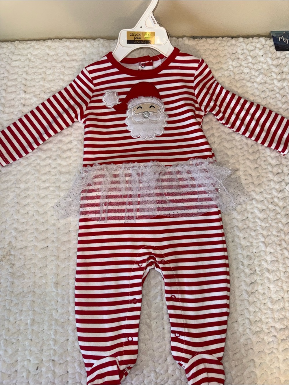 chick pea Red and White Striped Santa Tutu One-Piece